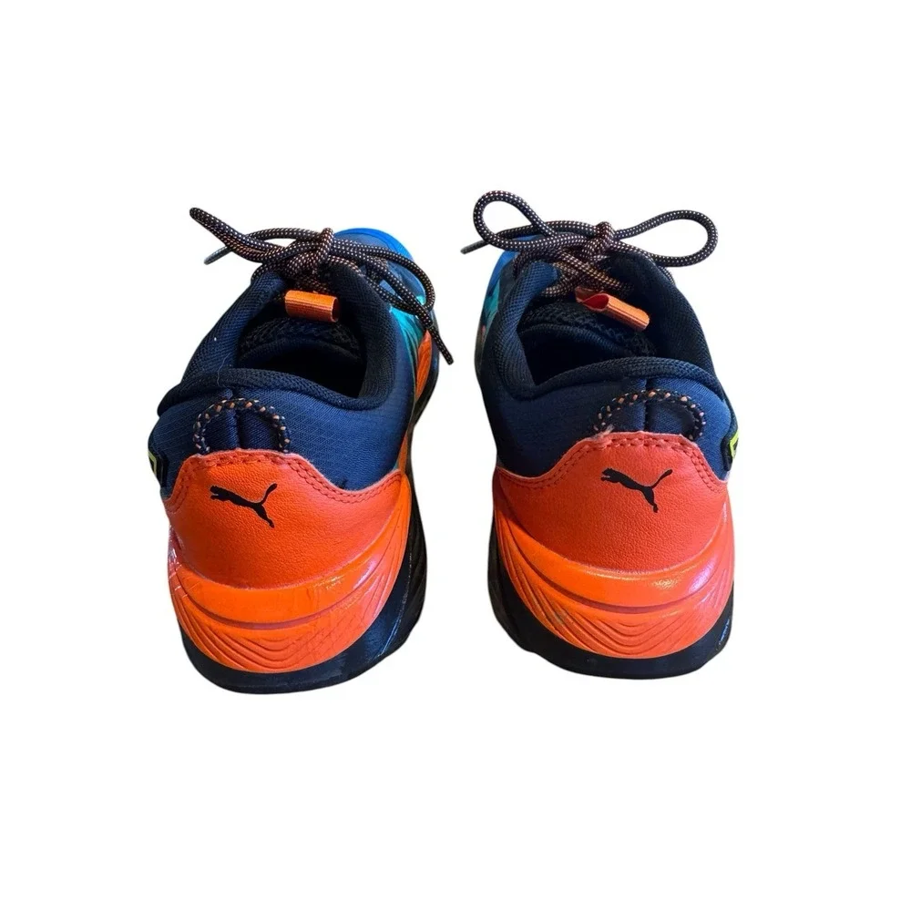Puma Boy's Excursion Sneakers Youth Sz 5.5 Black Orange Yellow Green‎ Colorblock